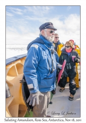 Bob Headland saluting Amundsen