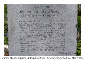 2024-03-07#2165 Marker, Mission Espiritu Santo, Goliad State Park, Hwy 183, Goliad, Texas