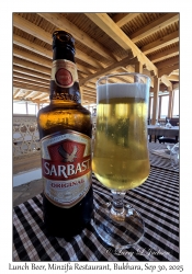 2025-09-30#1112 Lunch Beer, Minzifa Restaurant, Bukhara, Uzbekistan