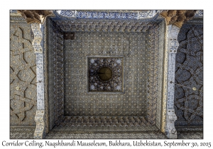 2025-09-30#5582 Corridor Ceiling, Naqshbandi Mausoleum, Bukhara, Uzbekistan