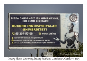 2025-10-01#2776 Driving Photo, University, leaving Bukhara, Uzbekistan