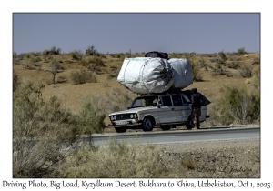 2025-10-01#2857 Driving Photo, Big Load, Kyzylkum Desert, Bukhara to Khiva, Uzbekistan