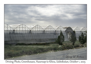 2025-10-01#2984 Driving Photo, Greenhouses, Hazerasp to Khiva, Uzbekistan