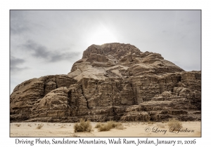 2026-01-21#3692 Driving Photo, Sandstone Mountains, Wadi Rum, Jordan