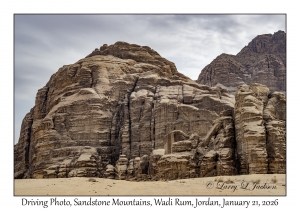2026-01-21#3695 Driving Photo, Sandstone Mountains, Wadi Rum, Jordan