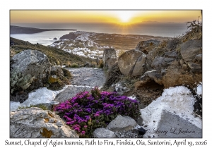 2026-04-19#5440 Sunset, Chapel of Agios Ioannis, Path to Fira, Finikia, Oia, Santorini, Greece