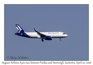 2026-04-20#5661 Aegean Airlines A320 neo, between Finikia and Imerovigli, Santorini, Greece