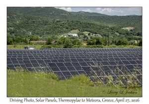 2026-04-27#6696 Driving Photo, Solar Panels, Thermopylae to Meteora, Greece